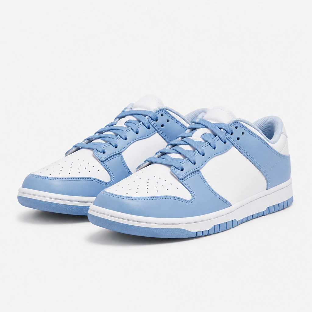 Blue sneakers, side view