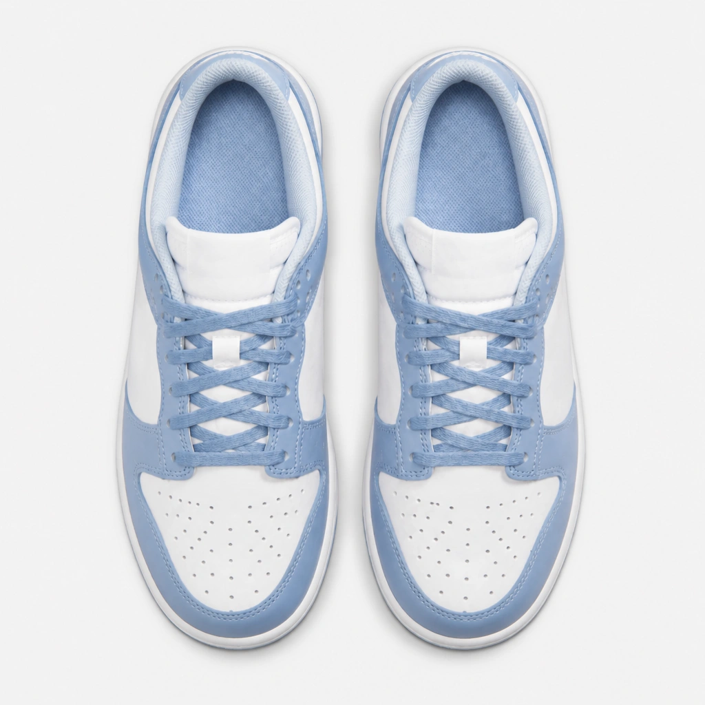 Blue sneakers, front view