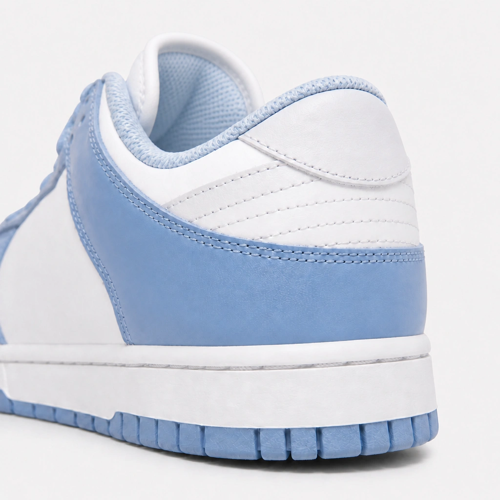 Blue sneakers, sole view